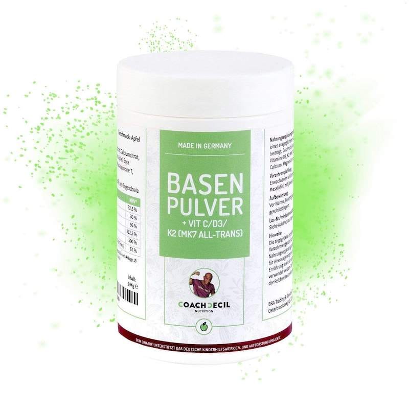 Basencitrat mit natürlichen Vitaminen, Magnesium und Calcium - Geschmack: Apfel Basenpulver