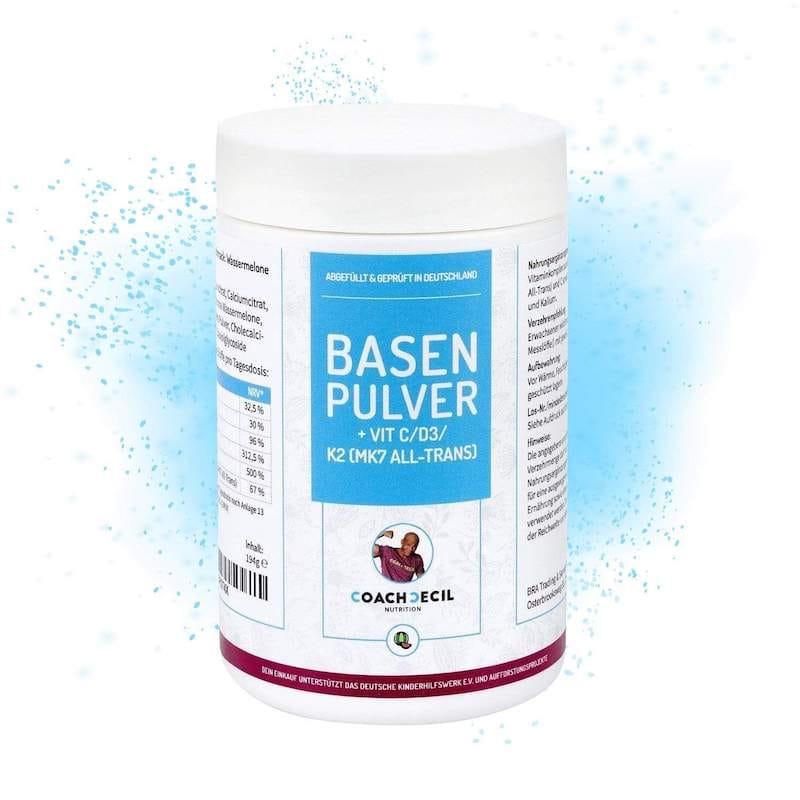 Basencitrat mit natürlichen Vitaminen, Magnesium und Calcium - Geschmack: Wassermelone Basenpulver