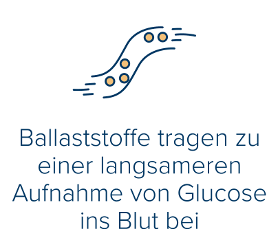 Ballaststoffe tragen zu einer langsameren Aufnahme von Glucose ins Blut bei